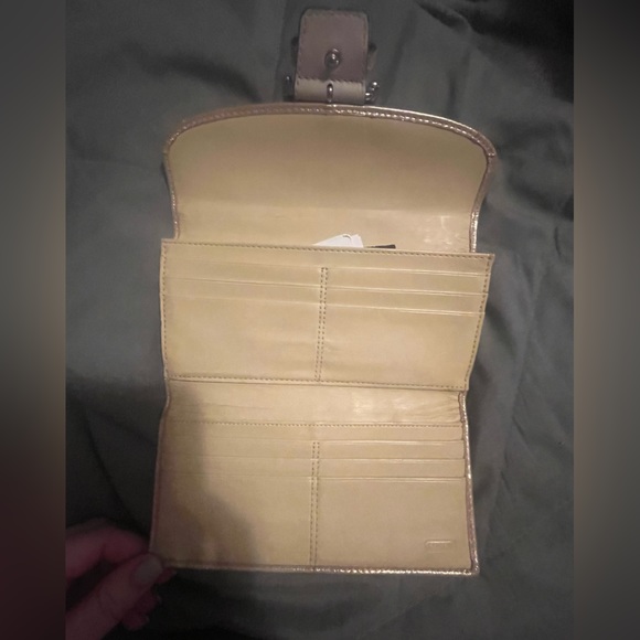 COACH soho gold shimmer leather wallet with buckle accent - Picture 2 of 2